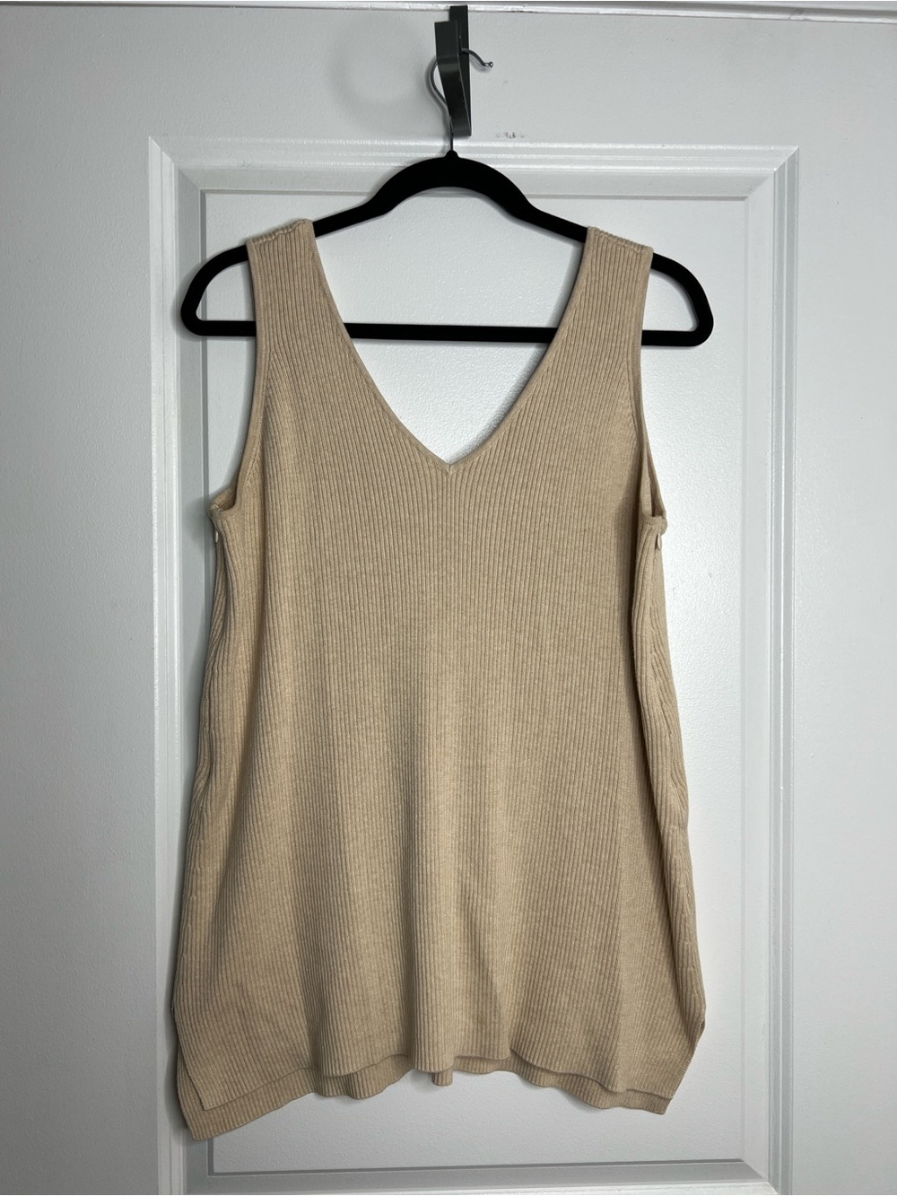 Quince Heather Oatmeal Cashmere Blend Maternity & Nursing V Neck Tank Size Med